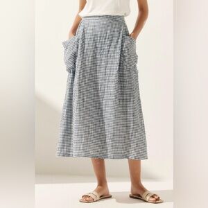 Women’s Lintico Skirt Checked Gingham Medium ONYX Cottagecore Coastal Natural